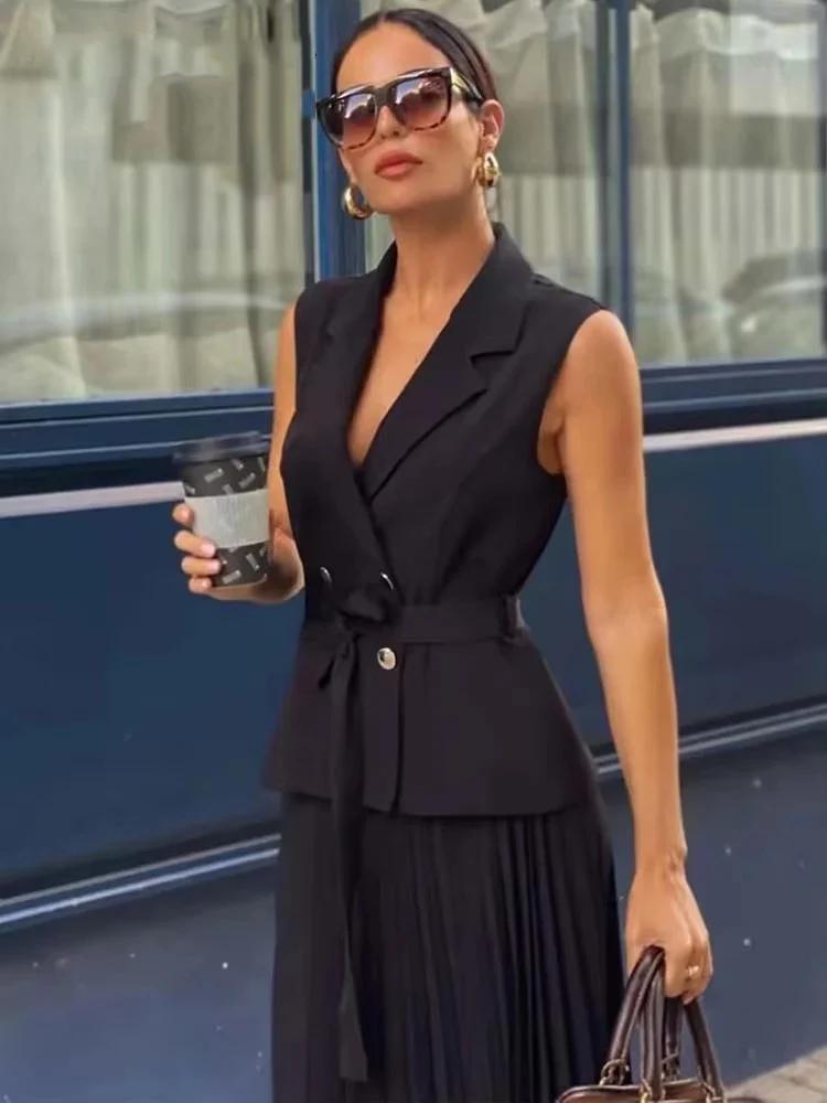 Corset Dress Women Pleated Vests Long Dresses for Women 2024 Sleeveless Office Party Dress Ruched Midi Evening Dresses