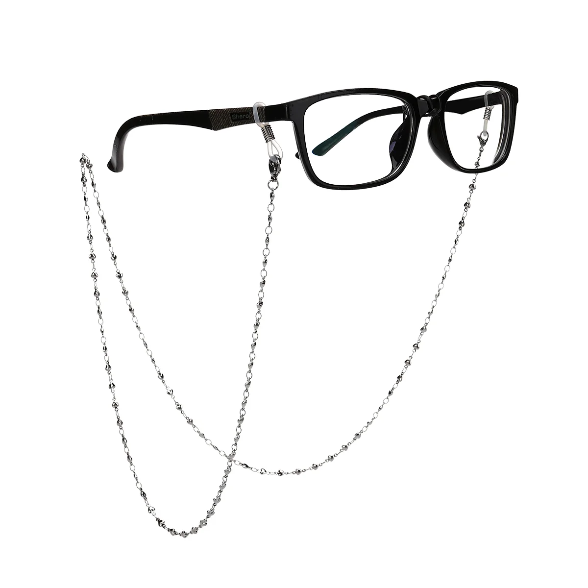 

Solid Hearts Stainless Steel Eyeglass Chain Glasses Necklace Cord Strap Sunglass Holder Lanyard (Silver)