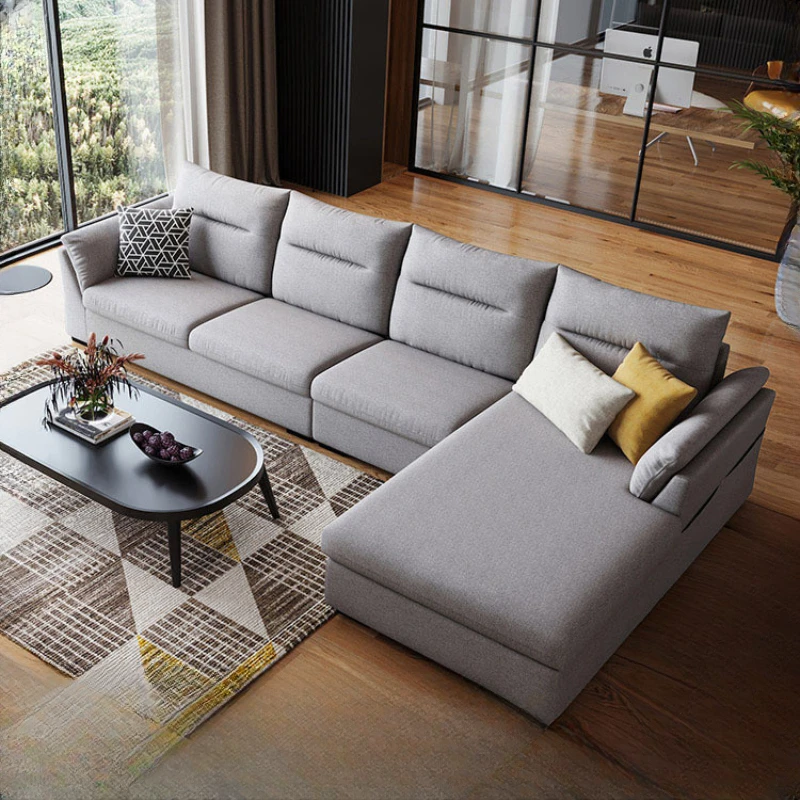 

Modern minimalist noblewoman fabric sofa living room small unit technology fabric corner furniture