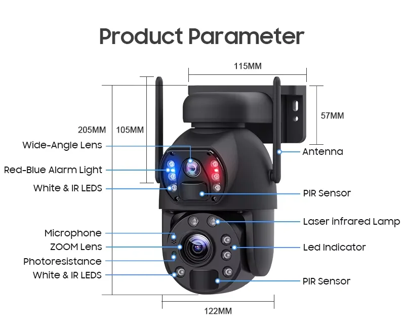 Latest 4G Solar CMOS Camera Dual Lens Human Tracking 36X Zoom PTZ 6MP HD Waterproof IP66 360 View Outdoor CCTV Camera