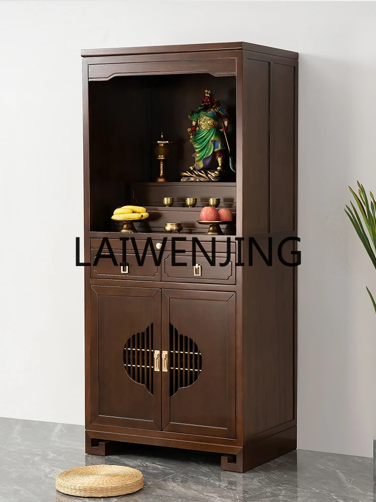 RWJ Clothes Closet Solid Wood Vertical Guanyin Guan Gong Shrine Home God of Wealth Altar