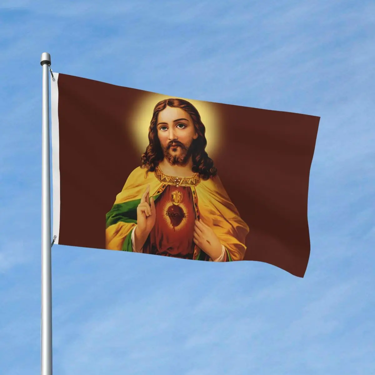 Jesus Christ Sacred Heart Flag Outdoor Banner 2 Grommets Christian God Bless Decoration Vivid Color 60x90 90x150cm Flags