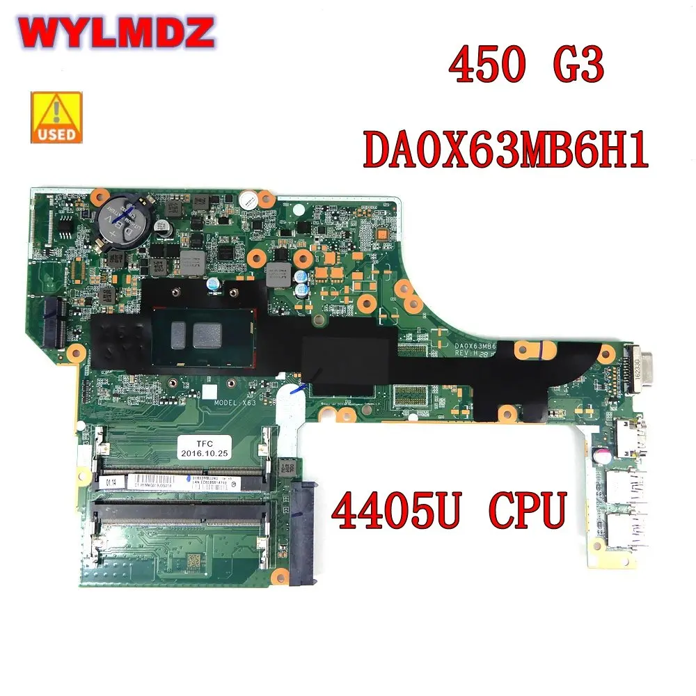 

DA0X63MB6H1 With 4405U CPU Mainboard For HP 450 G3 DA0X63MB6H1 MODEL:X63 Laptop Motherboard 100% Tested OK