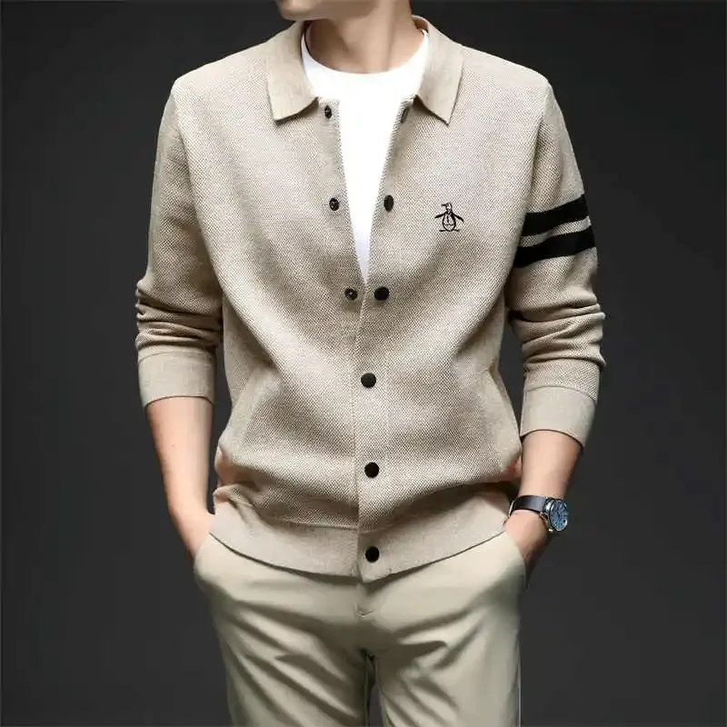 

Men's golf knitted cardigan, stand-up collar, autumn men's sweater, all-rounder, business golf jacket, brand golf clothing