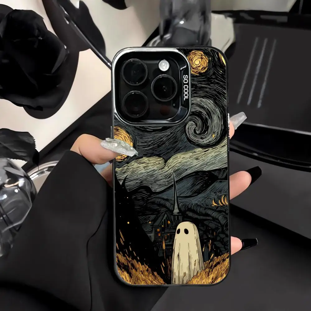 

Van Gogh Starry Sky & Ghosts Phone Case Shockproof and Anti Slip Frosted Suitable for iPhone 16 15 14 13 12 11 Pro Max Plus Mini