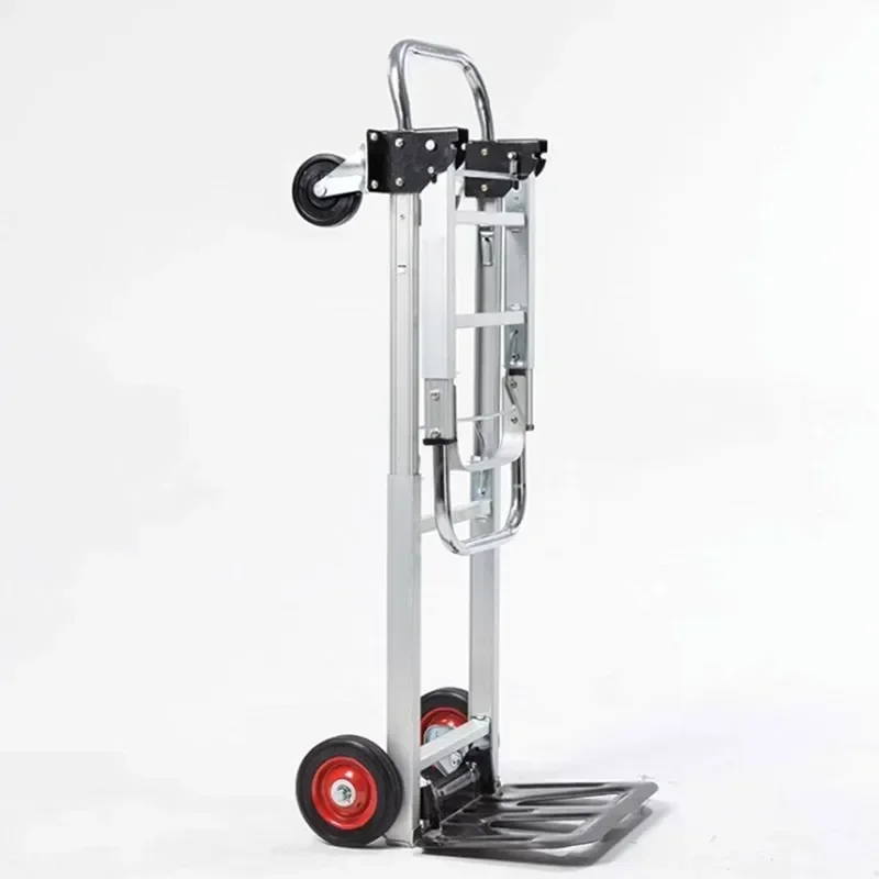 1PC Upgrade Folding Four-wheel Hand-pulled Luggage Cart Shopping Trailer Express Logistics Trolley All-aluminum Flat Handling Ca