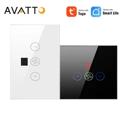 AVATTO Tuya Smart WiFi interruttore ventilatore da soffitto con schermo, Tuya/Smart Life App controllo remoto della velocità del Timer, funziona con Alexa Google Home