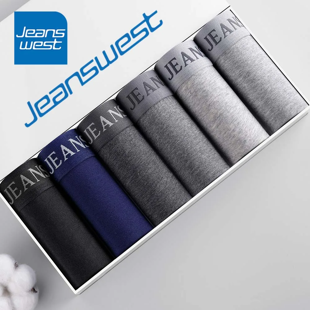 JEANSWEST 4/5/6Pcs Boxers Man Cotton For Men's Panties U Pouch Design Man Underwear Solid Color Plus Size Boxers Short