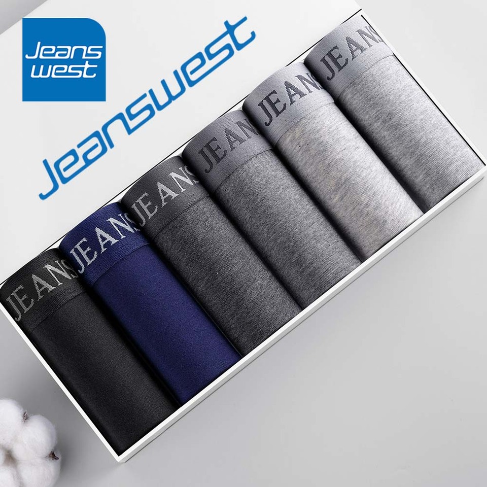  JEANSWEST 4/5/6Pcs Boxers Man Cotton For Men's Panties U Pouch Design Man Underwear Solid Color Plus Size Boxers Short 