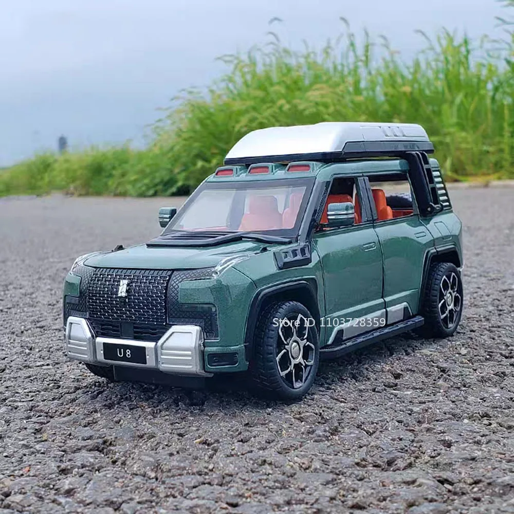 1:24 modelo de brinquedo byd yang wang u8 carros liga diecast veículos off-road som luz portas abertas puxar para trás carro brinquedos para meninos presentes