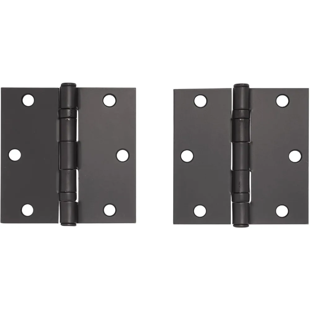 مفصلات محمل كروي زاوية مربعة شديدة التحمل مقاس 3.5 بوصة مع دبوس قابل للإزالة - مفصلات أبواب فولاذية سوداء، 20 عبوة