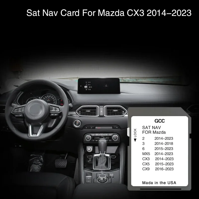 

Sat Nav Card for Mazda CX3 Car from 2014 to 2023 Cover Lebanon Morocco Oman Qatar Saudi Arabia United Arab Emirates