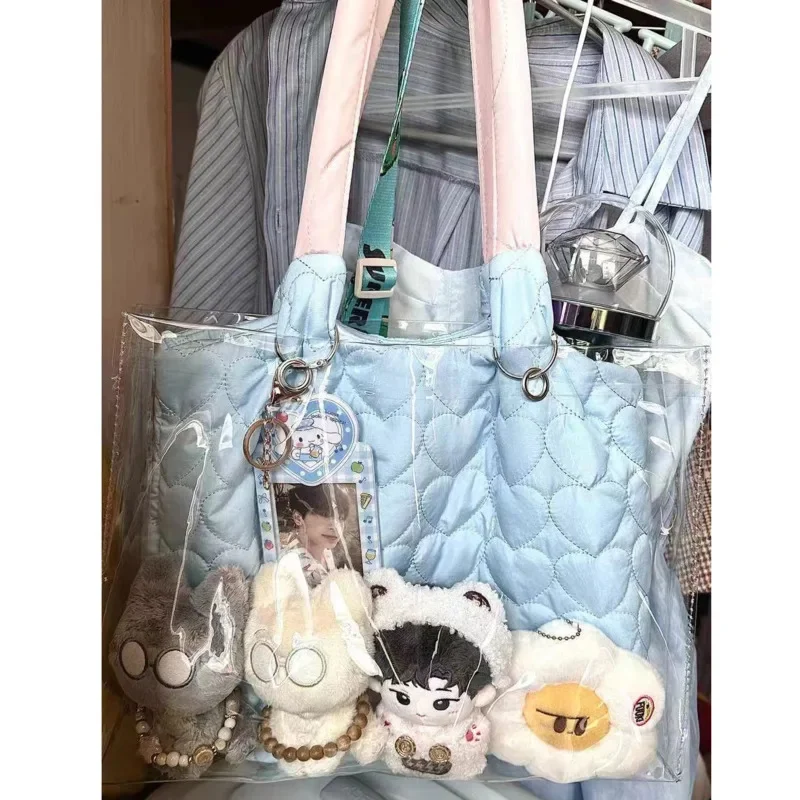Love Tote Bag Women Korean Edition Ins Canvas Bag Love Shoulder Tote Bag Versatile Diagonal  Large Capacity Cross Bag Itabag New