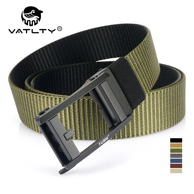 VATLTY New Reversible Belt for Men Matte Metal Automatic Buckle Outdoor Casual Belt Soft Nylon Jeans Waistband Male Strap