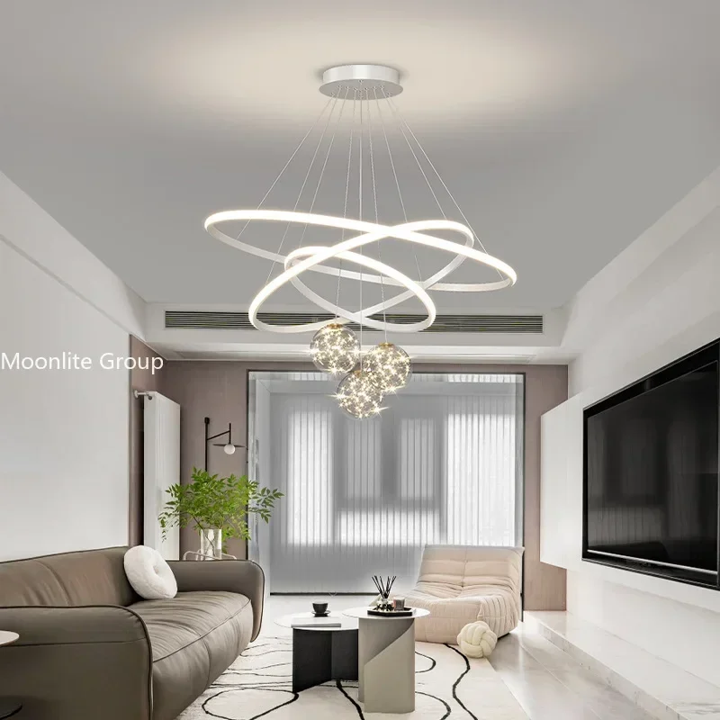 الذهبي قلادة عصابة أضواء الشمال الفاخرة الزجاج حلقة الثريا مطعم غرفة المعيشة ضوء الإضاءة المنزلية الحديثة Hanglamp #4