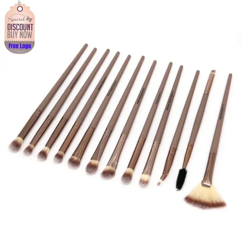 

Private Label 12pcs/set Super Soft Makeup Brush Kit Fluffy Easy To Used Nose Shadow Eyeshadow Eyebrow Makeup Tools Bulk