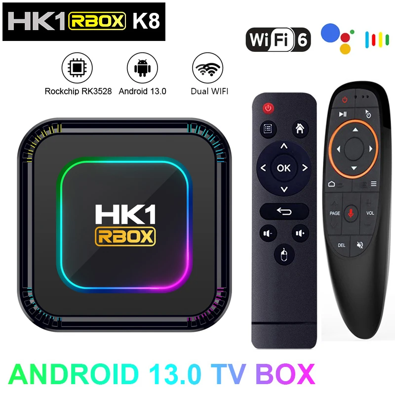 Новинка HK1 RBOX K8 RK3528 Смарт ТВ-бокс Android 13 4G 64GB 128G 2,4G/5G Wifi6 4K 8K HD BT телеприставка медиаплеер