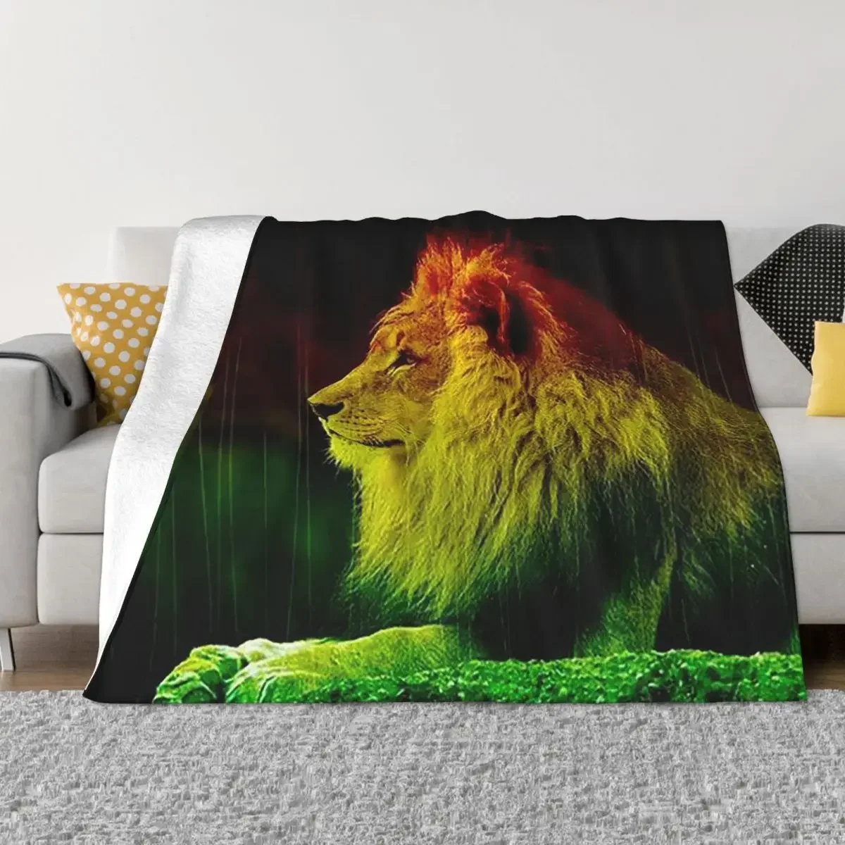 Jamaica Rastafarian Reggae Rasta Lion Blanket Jamaican Proud Fleece Funny Soft Throw Blankets for Home Winter