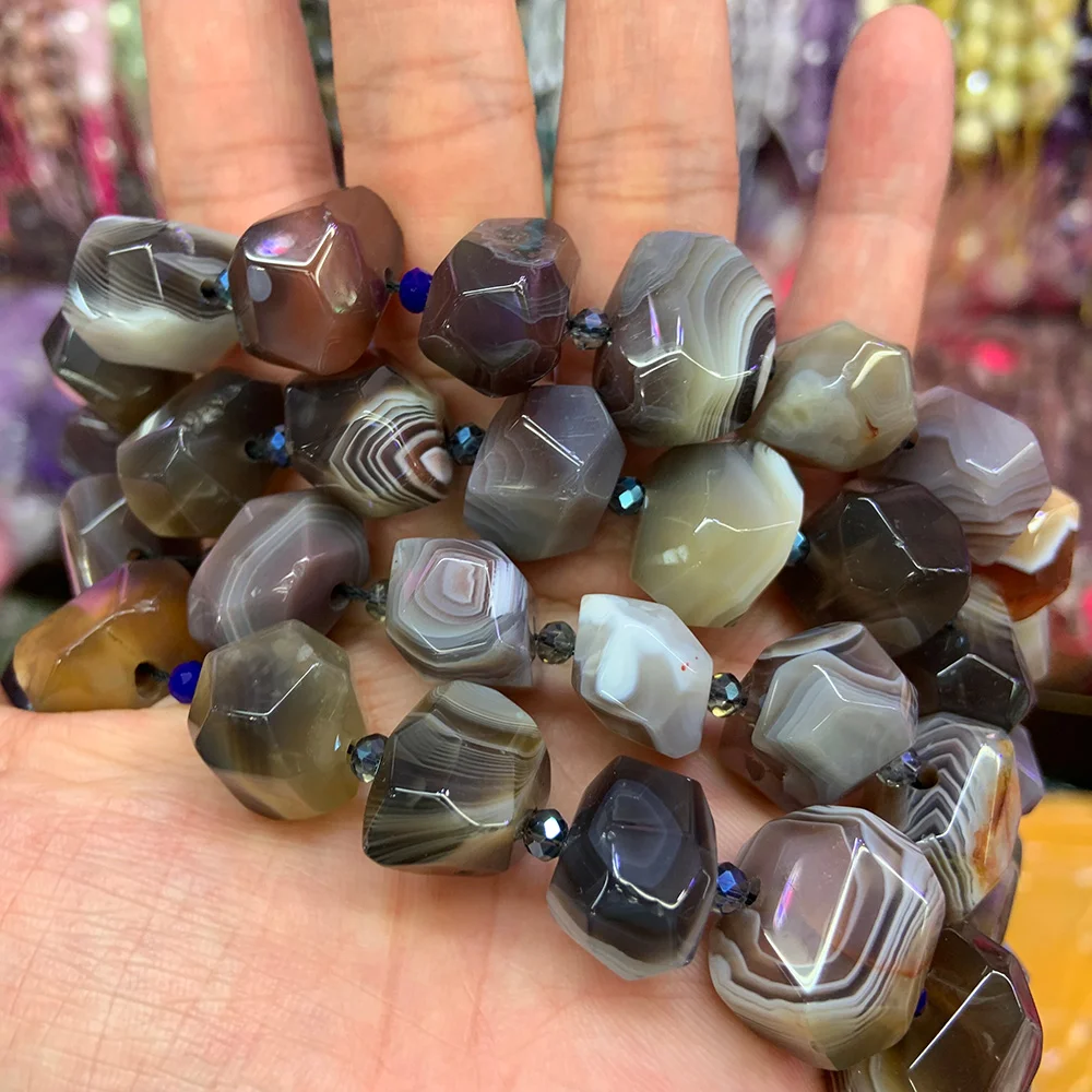 

Natural Botswana Agate Stone Beads 15'' Faceted Irregular DIY Loose Beads For Jewelry Making Beads Necklace Bracelet Gift