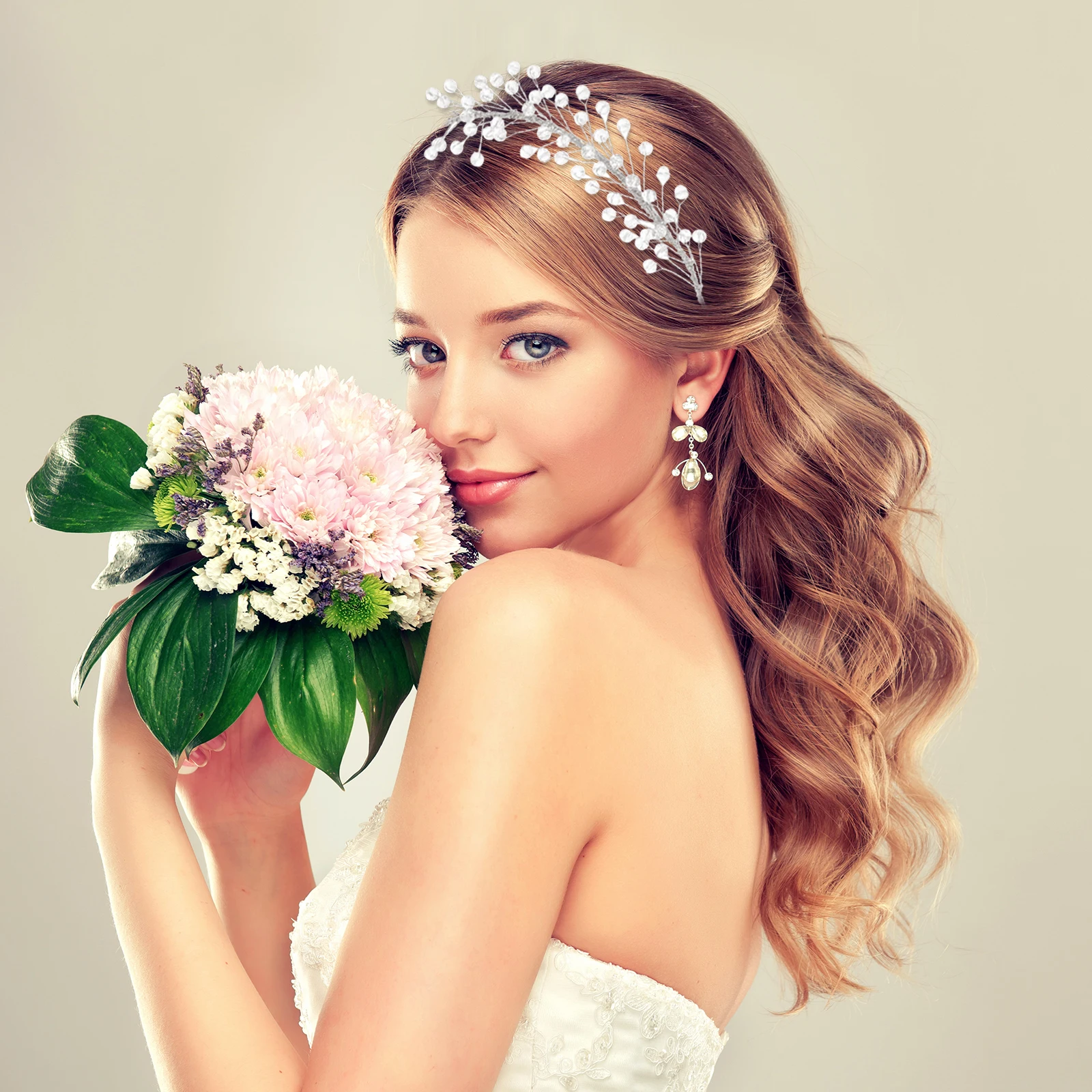 

Свадебная повязка на голову с искусственным жемчугом и стразами, элегантное свадебное украшение для волос, аксессуары для волос невесты, свадебная повязка на голову, жемчужные ленты для волос