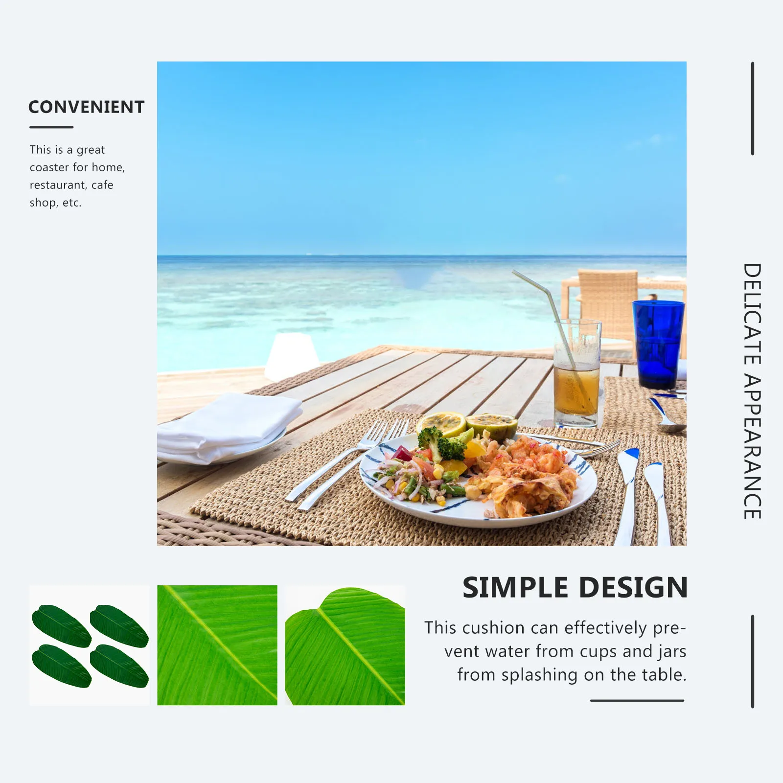 

4Pcs Leaf Shaped Placemats Heat-Resistant Coasters Decorative Cup Mats Home Office Table Cup Cushion Anti-Skid Protective Mats