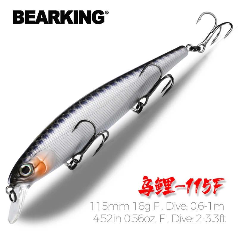 Bearking 115mm 16g Dive 0.6-1m floating Top Fishing Lures Wobblers Artificial Bait Predator Tackle jerkbaits for pike and bass