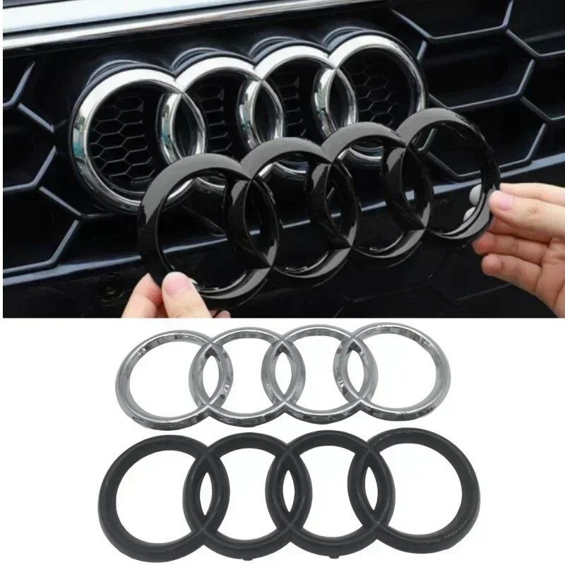 

1pcs 4 Ring for Car Emblem Front Grille Head Hood Bonnet Rear Tail Bumper Trunk Sticker Badge Decal Styling Accessories