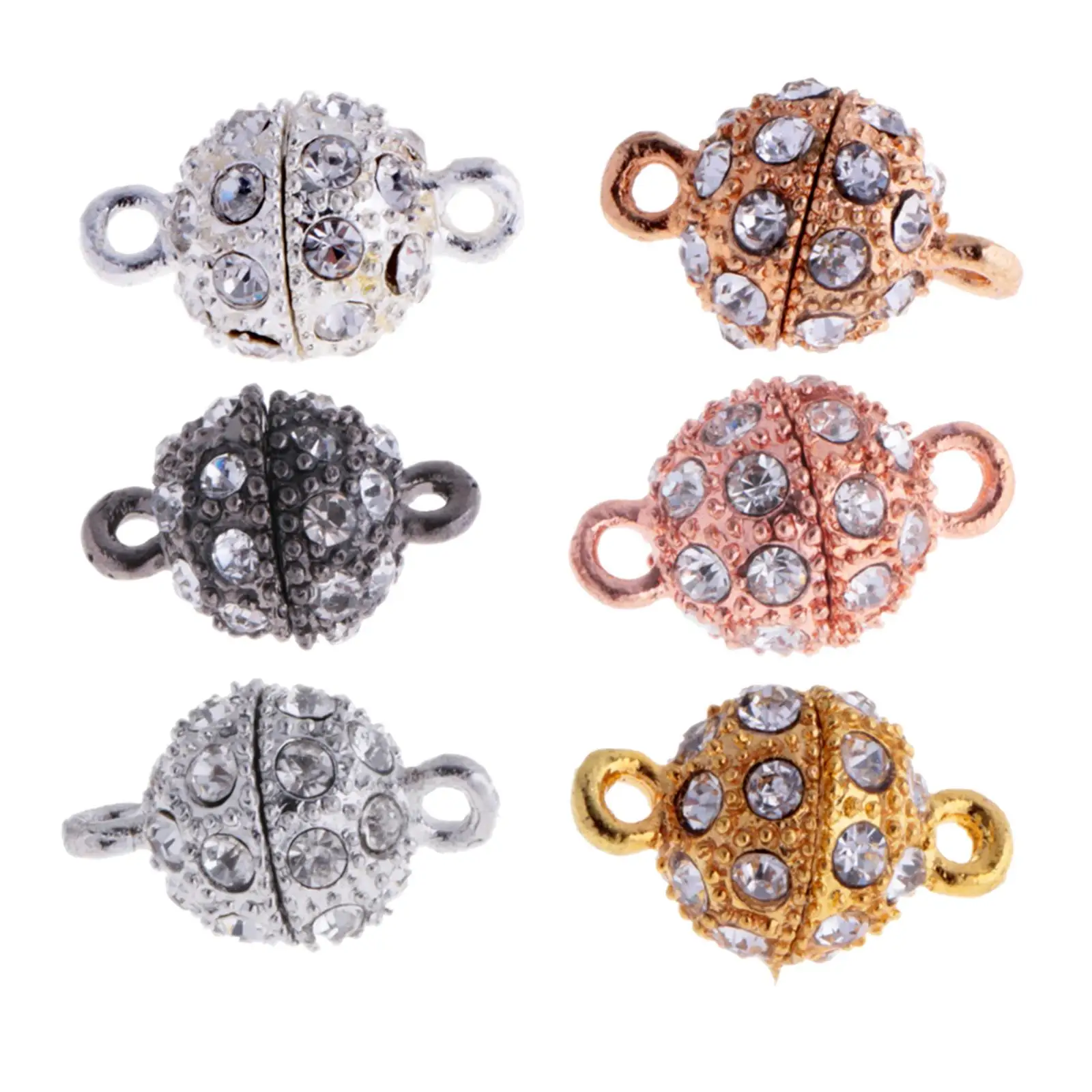 6 Pieces/ Lot Rhinestone Magnetic Beads Clasp for Bracelet Necklace Jewelry