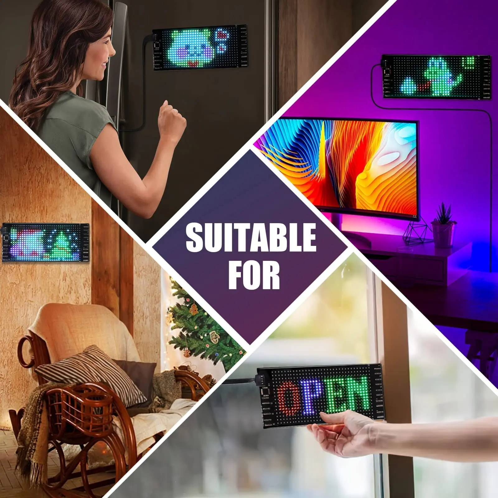 LED-Schild für Auto 7''x3''Flexibles LED-Matrix-Panel USB 5V Bluetooth-Anwendungssteuerung DIY programmierbares Scrollschild für Party