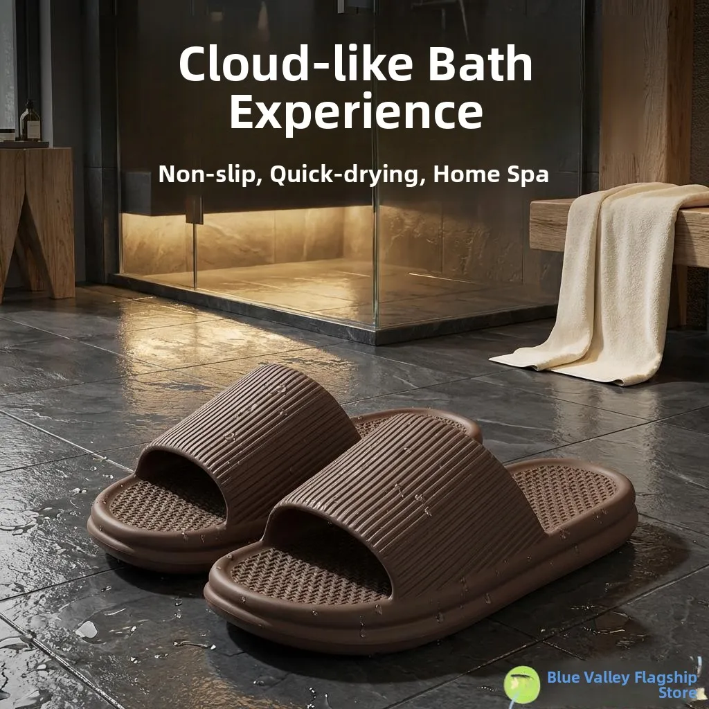 

Unisex Bathroom Indoor Slippers Soft EVA Anti-Slip Bottom Simple Style Summer Season Home Comfortable Shoes Artificial Leather