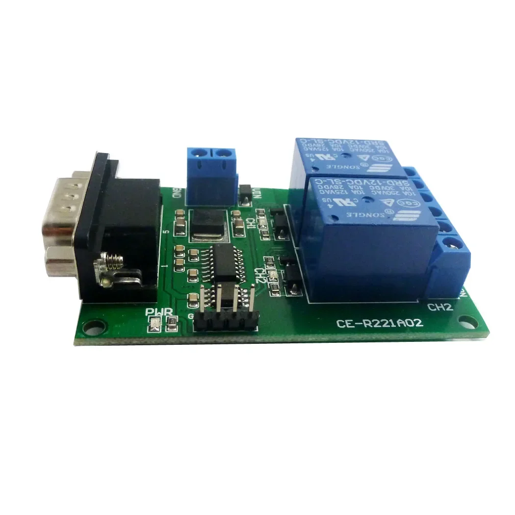 Remote Control Switch Board Serial Port Relay Module DC 12V 2 Channel DB9 Female/Male RS232 UART