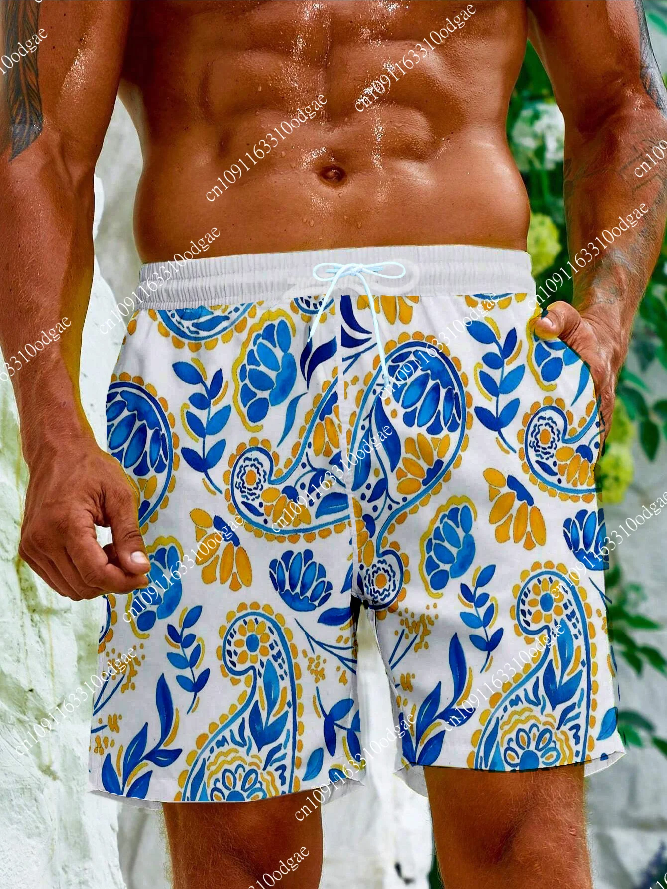 

Hawaiian Paisley Pattern Beach Shorts Summer Men Women Quick Dry Outdoor Swim Surfing Men's Board Shorts Leisure Short Pants