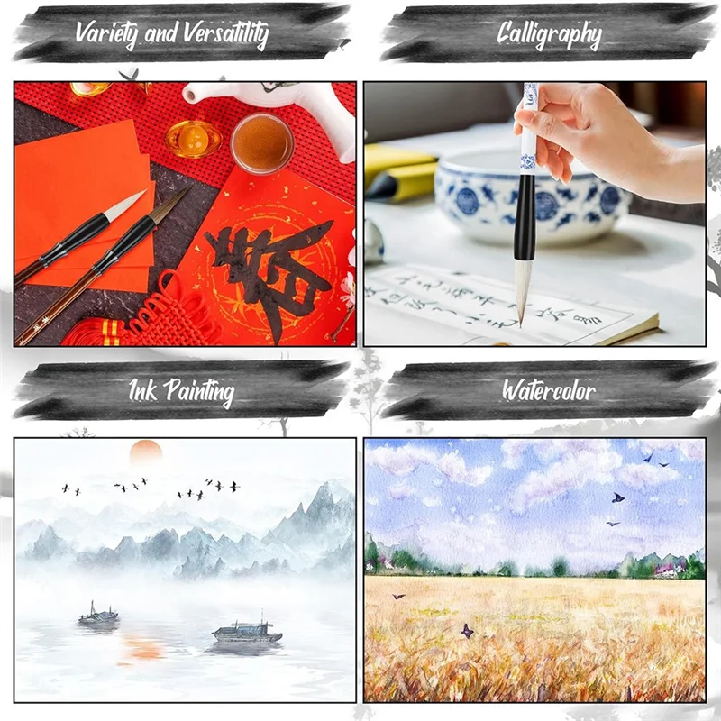 48Pc Chinese Calligraphy Brush Set Watercolor Brush Bulk With Roll Bamboo Brush Holder For Writing Suitable For Painting