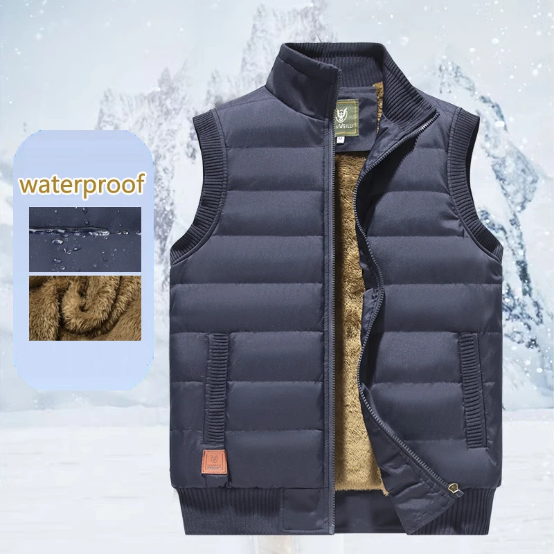 Big Size 8XL New Men Winter Waterproof Work Plush Vest Outdoor Fishing Hiking Jacket Coat Male Waistcoat Vest Sleeveless Coat