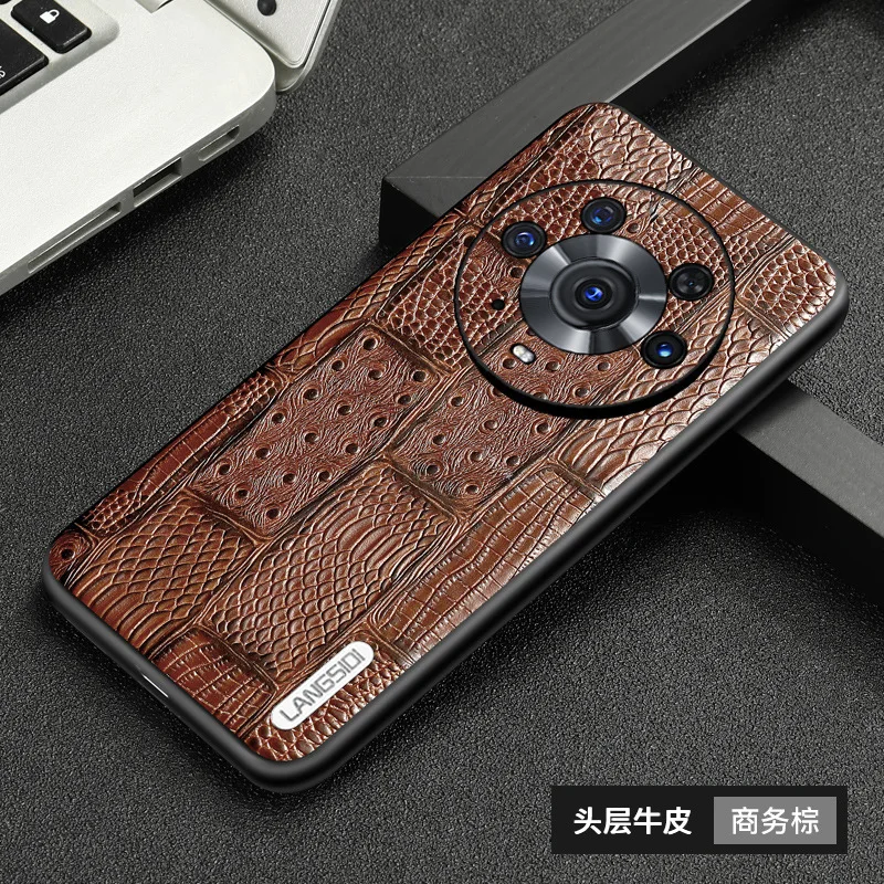 Langsidi Genuine Leather Mobile Phone Cases For Honor Magic 4 3 Pro Shockproof Back Cover Fundas For Magic4 Magic3 Pro Case