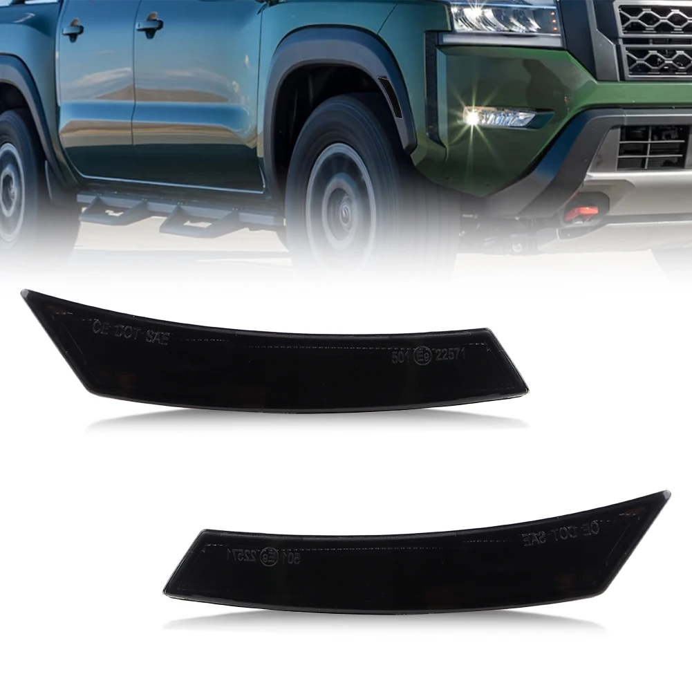 

2x Front Fender Light Side Marker Light Reflector Light Turn Signal Light For 2022 2023 2024+ Nissan Frontier No Bulb/Socket