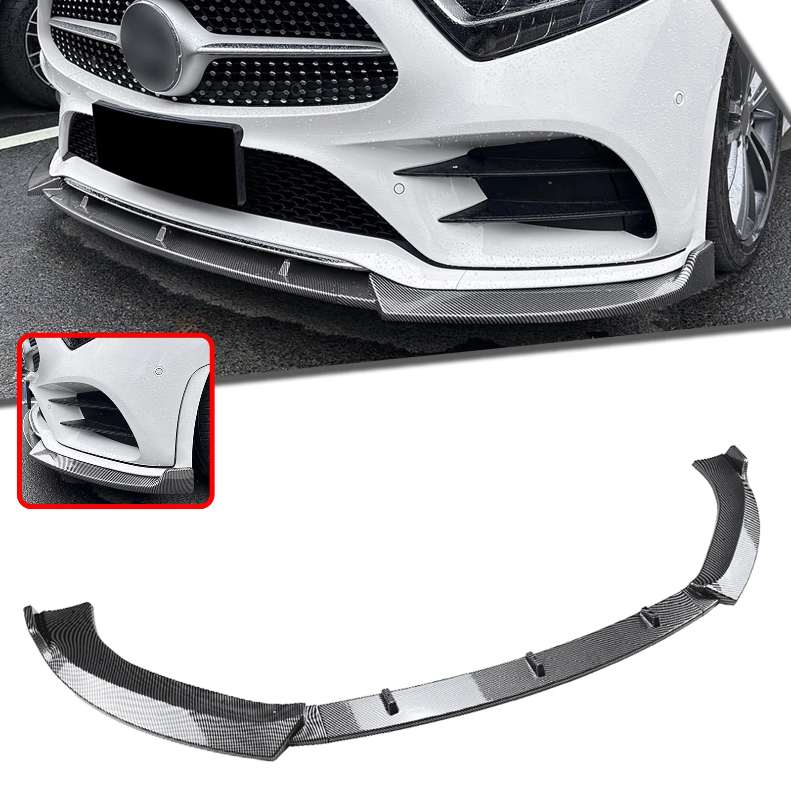 

Front Bumper Spoiler Lip Lower Splitter Protector For Mercedes Benz CLS Class C257 CLS350 CLS400 CLS450 CLS500 CLS550 2018-2022