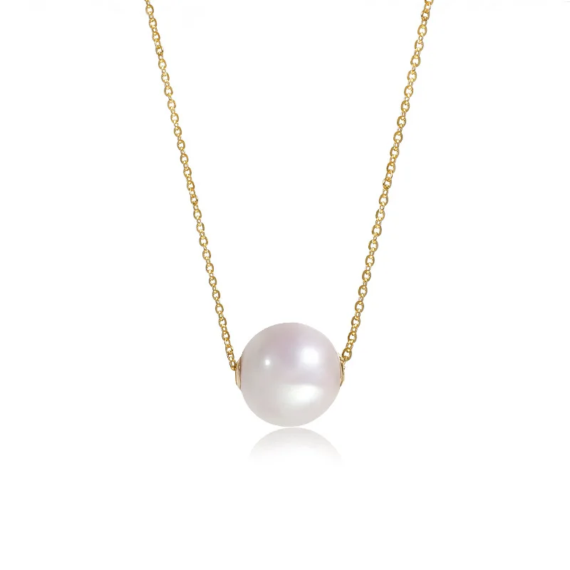 Fine Arrival 10-11mm Natural Sea Genuine Pearl Necklace Pendnat for Women 3 Colors, 925 Sterling Silver Chain