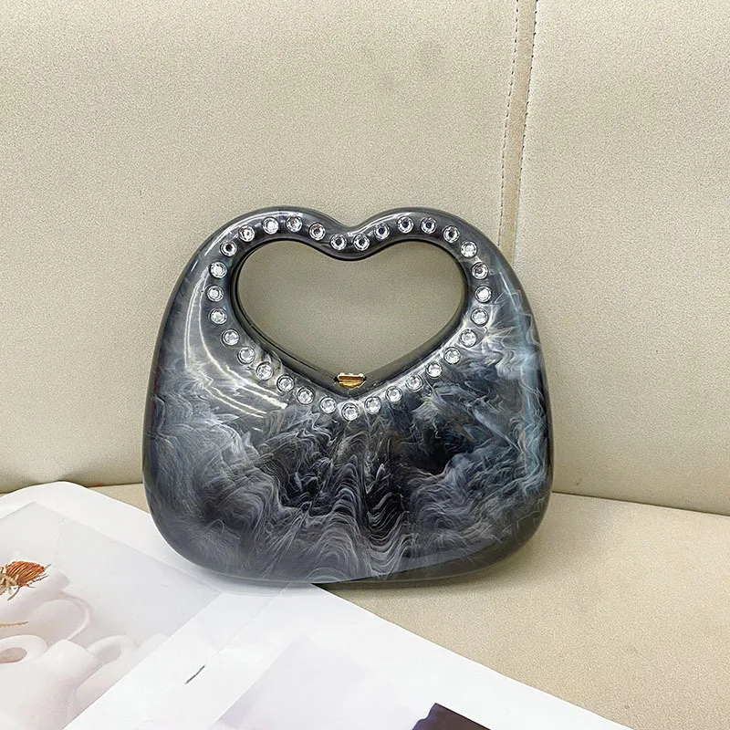 

Модная модная акриловая обеденная сумка с облачным узором, сияющая рука, инкрустированная бриллиантами сумка-цепочка, женская сумка-мессенджер