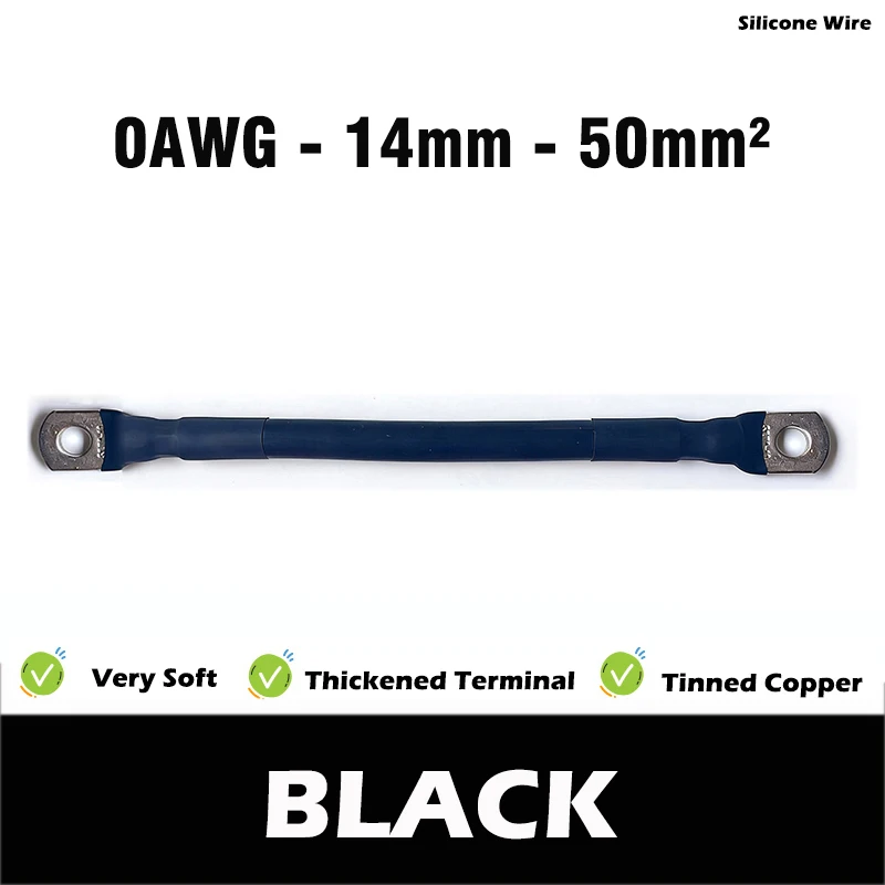 0AWG 50mm2 20-200CM Batterij Kabel Draad Zachte Siliconen en Vertind Koper Terminal voor Hoge Prestaties Auto omvormer Solar