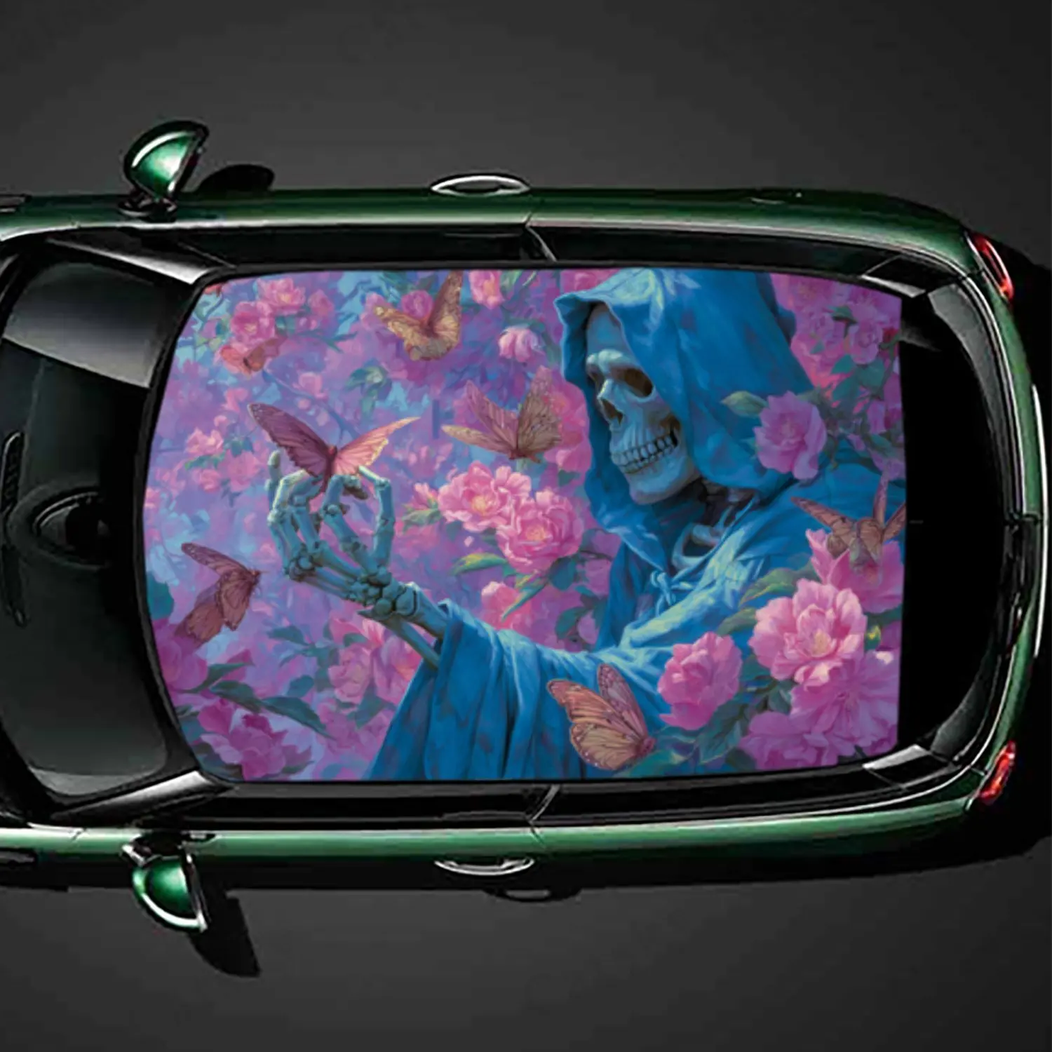 

Нежный череп, наклейка на крышу автомобиля с бабочкой, наклейка на автомобильные виниловые обертки, самоклеящийся водонепроницаемый внешний аксессуар автомобиля, уникальный автомобильный де