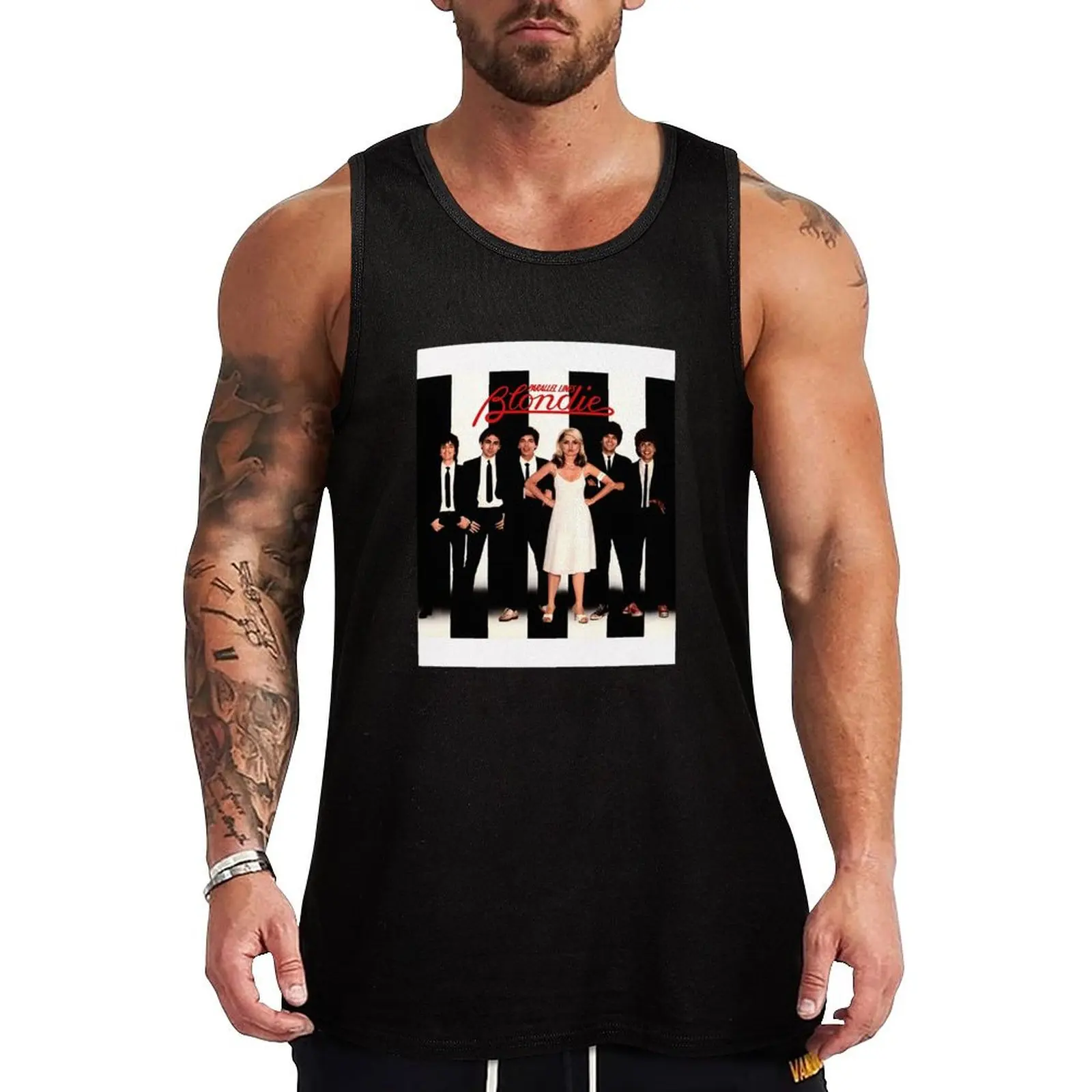 Parallel Lines Tank Top t shirts gym accessories man Men sleeveless tee men clothings