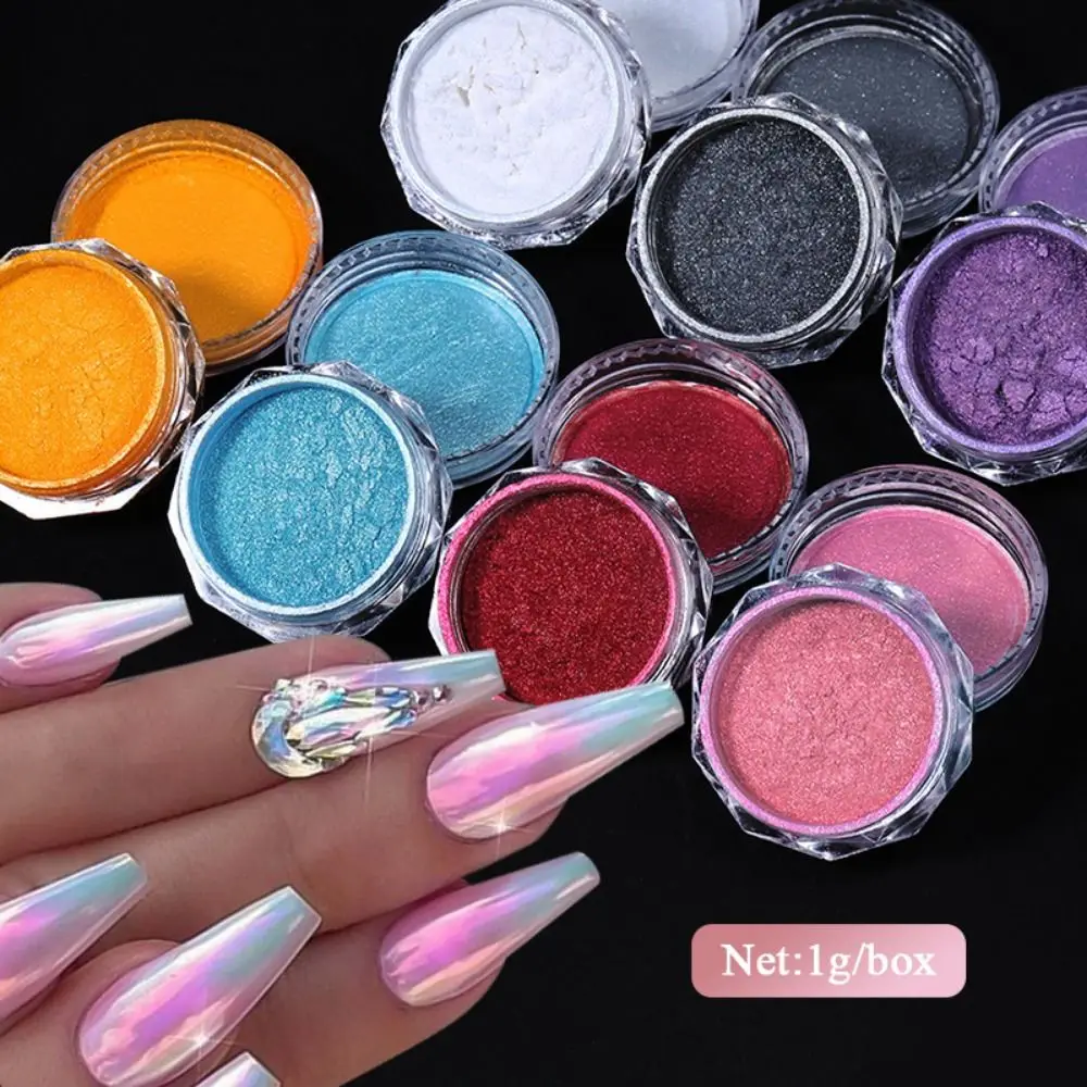 4Pcs Neon Mirror Effect Nail Powder New 8 Colors Chrome Dust Nails Glitter Pigment White Pearl Gradient Nail Decoration