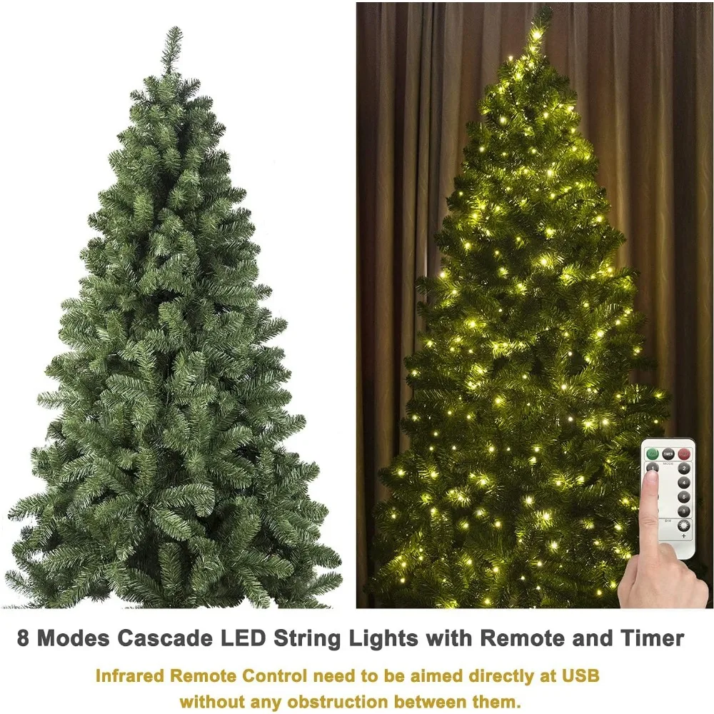 شجرة عيد الميلاد المضاءة مسبقًا باللون الذهبي الشامبانيا بطول 7 أقدام مع زخارف شاملة #4