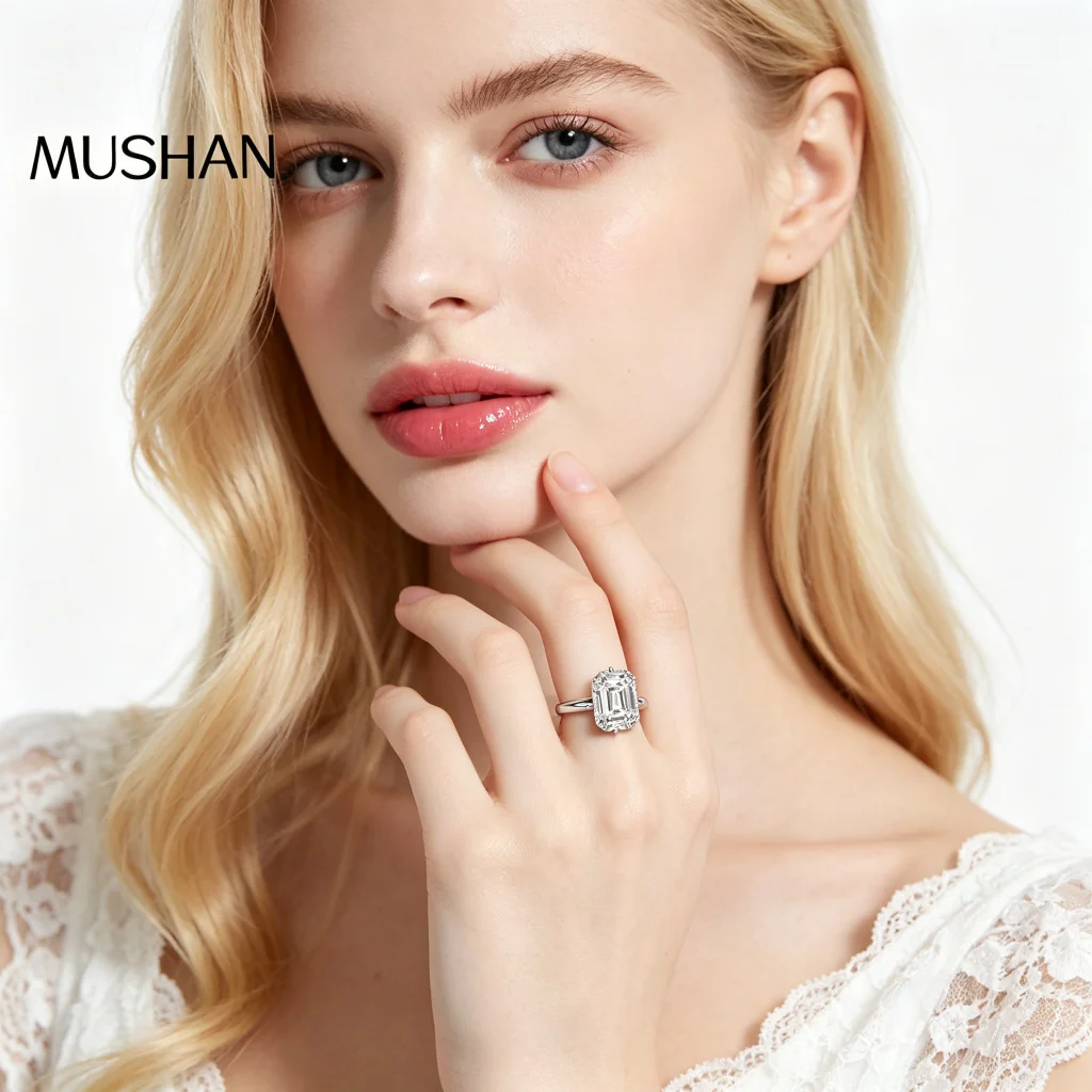 MuShan Brand Jewelry 925 Sterling Silver Ring Band Moissanite Diamond Wedding Rings D Color VVS1 Women MST Patent Fine Jewelry