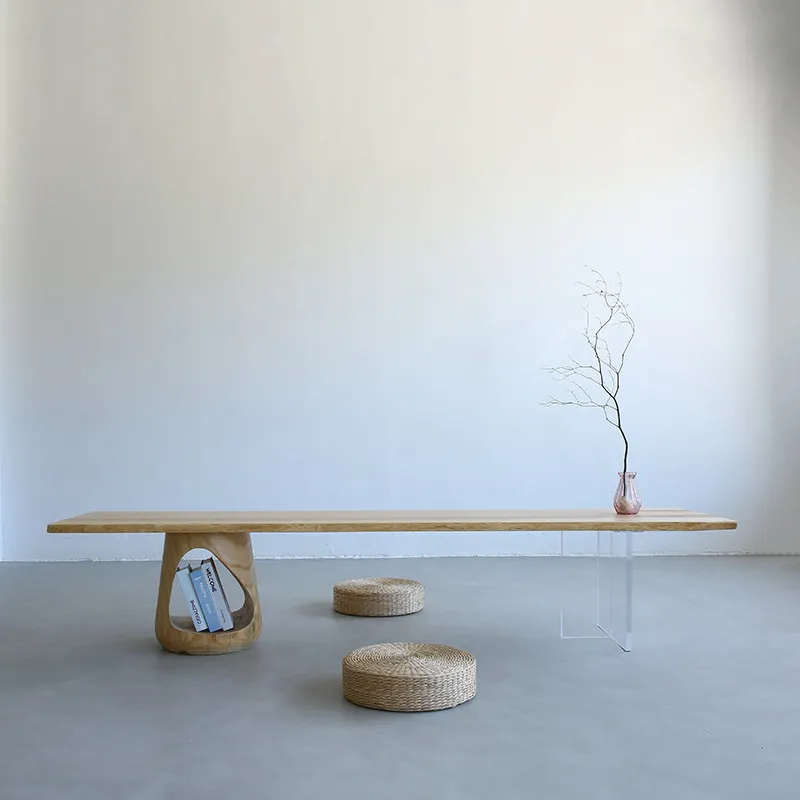 

Ash wood solid wood coffee table Wabi Sabi B & B minimalist living room Japanese long table