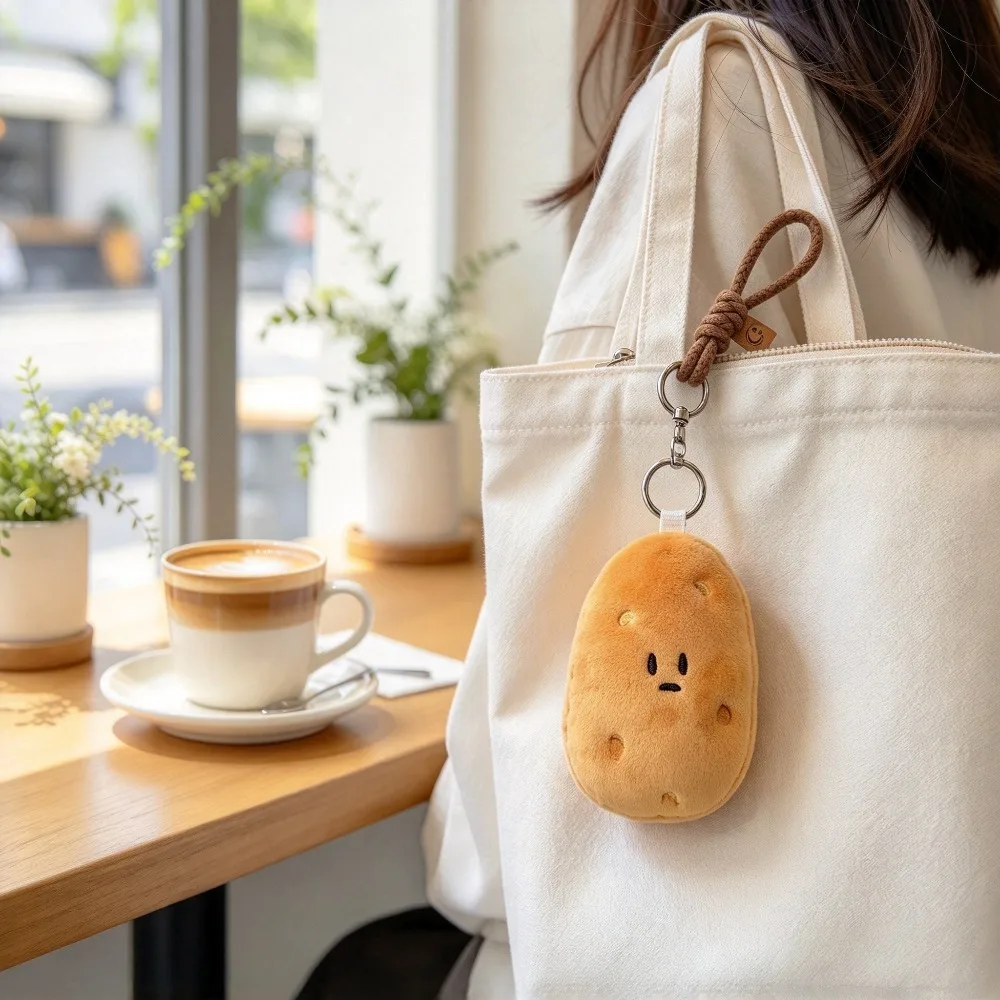 Cute Vegetable Potato Plushie Keychain, Soft Stuffed Backpack Hanging Pendant, Kids Birthday Gift