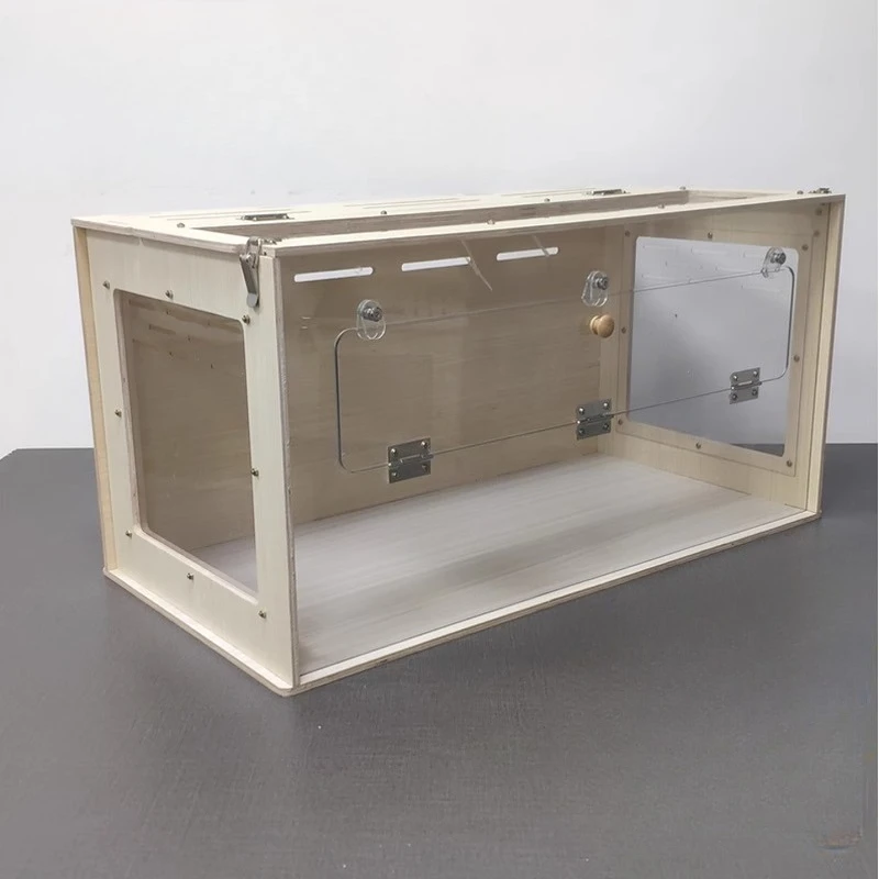 Wooden Golden Hamster Cage Luxury Large Transparent Feeding Case Double Door Anti-escape Hamster Box Small Animal House Hideout