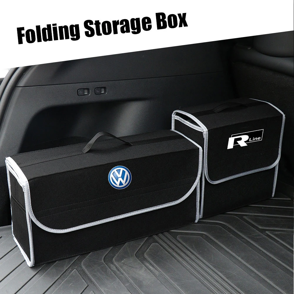 Car Trunk Large Capacity Storage Box Foldable Felt Storage Box For Volkswagen R Line Golf Tiguan Passat B5 Jetta Polo Bora B6 B7