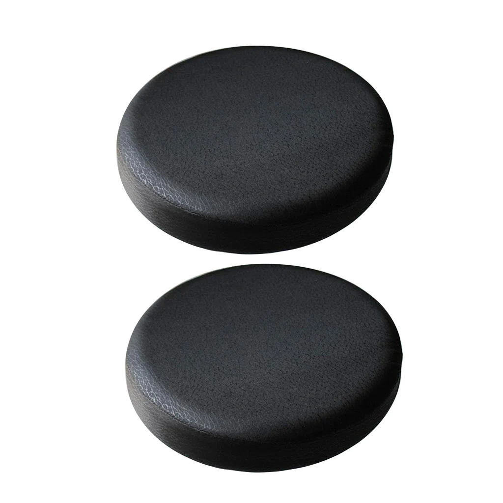 2Pcs Black Chair Cover 35x10cm Removable Bar Stool Replacement Cover Round Chair Seat Cover Protector Desk Salon Sleeve